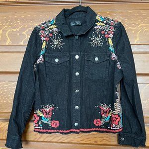 Embroidered / Beaded Dark Denim Jacket (Brandon Thomas)